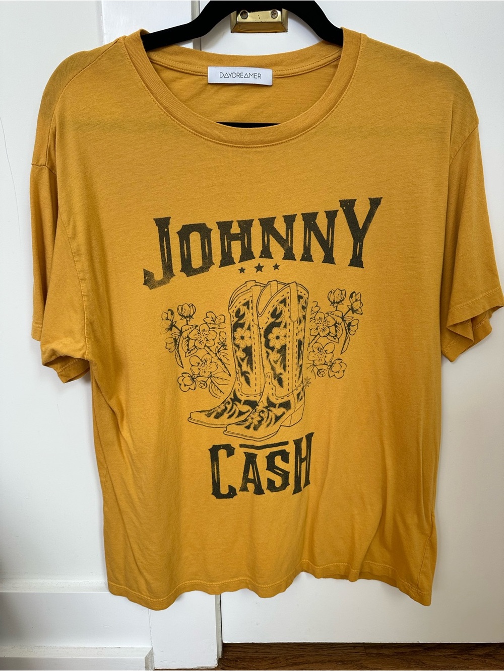 Daydreamer Johnny Cash Graphic Tee - Mustard Yellow